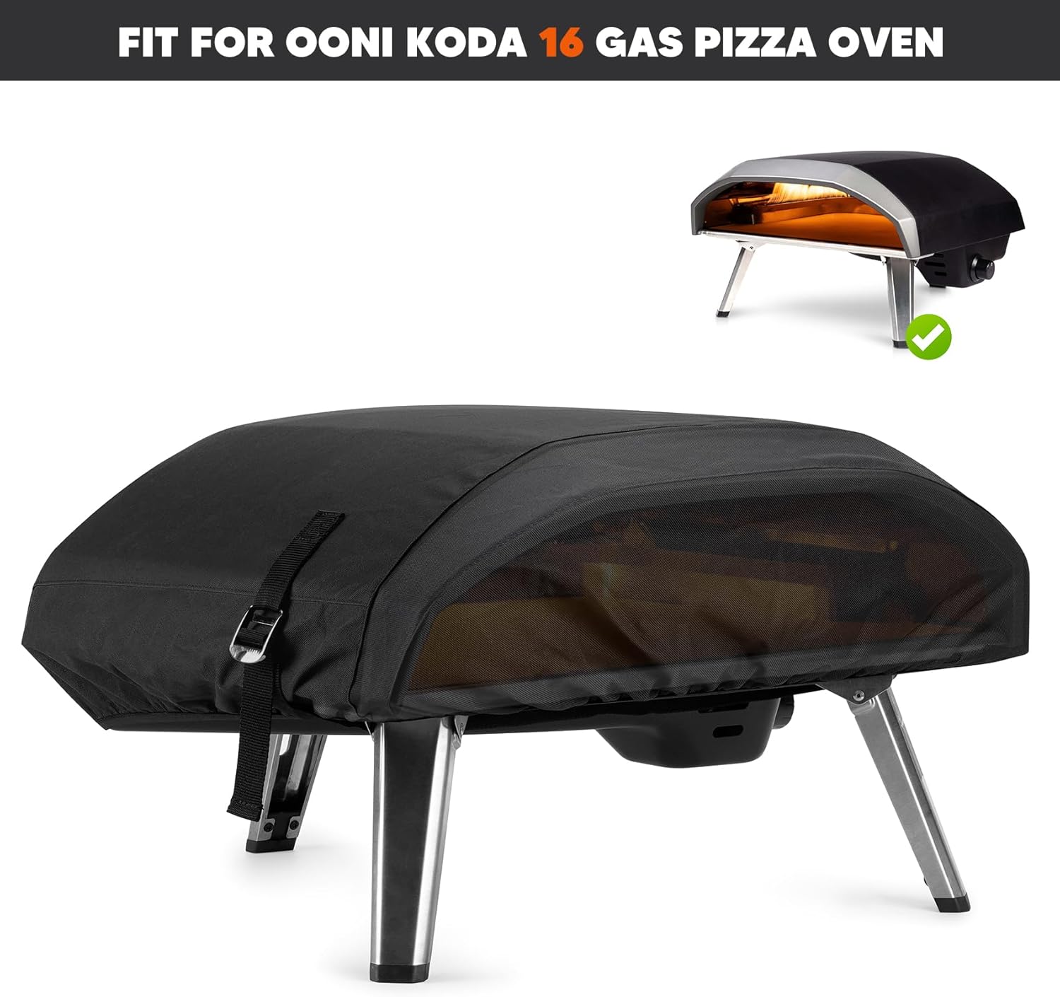 Onlyfire Pizza Oven Cover for Ooni Koda 16, Heavy Duty Waterproof Weather Resistant Dust-Proof Pizza Protective Carry Cover, Black