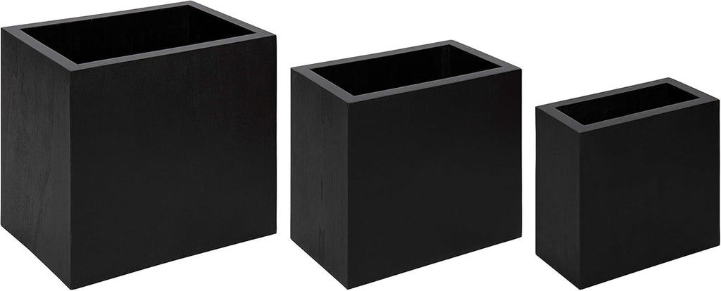 Kate and Laurel Domio Wall Hanging Planter Shelves, Set of 3, Black, Geometric Nesting Planter Collection
