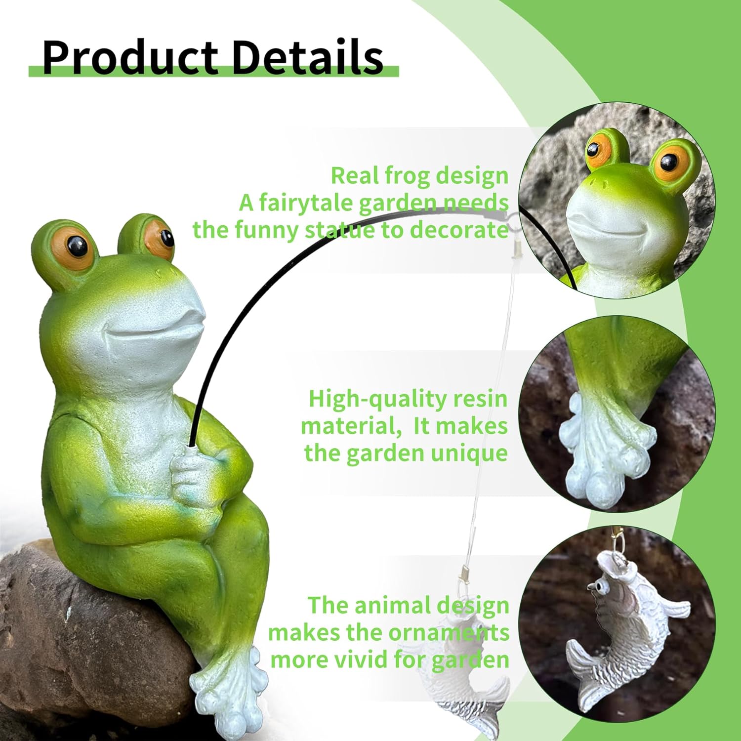 9.5" Fishing Frog Statue, Whimsical Lawn Yard Art, Funny Garden Pond Fisherman Sculpture, Resin Animal Decorative Figurine, Ideal for Frog Lovers