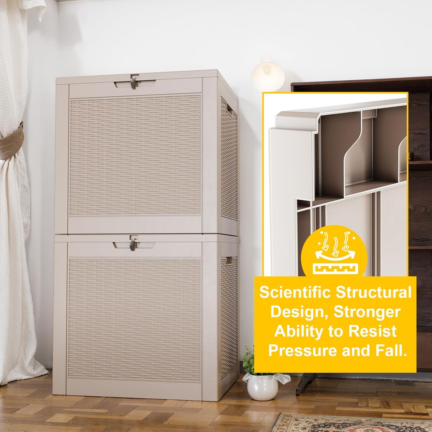 31 Gallon Outdoor Deck Box,Storage Lockable Waterproof Patio Furniture,Garden Tools,Cushions,Pool Accessories Outside Storage Resin Box(Grey)