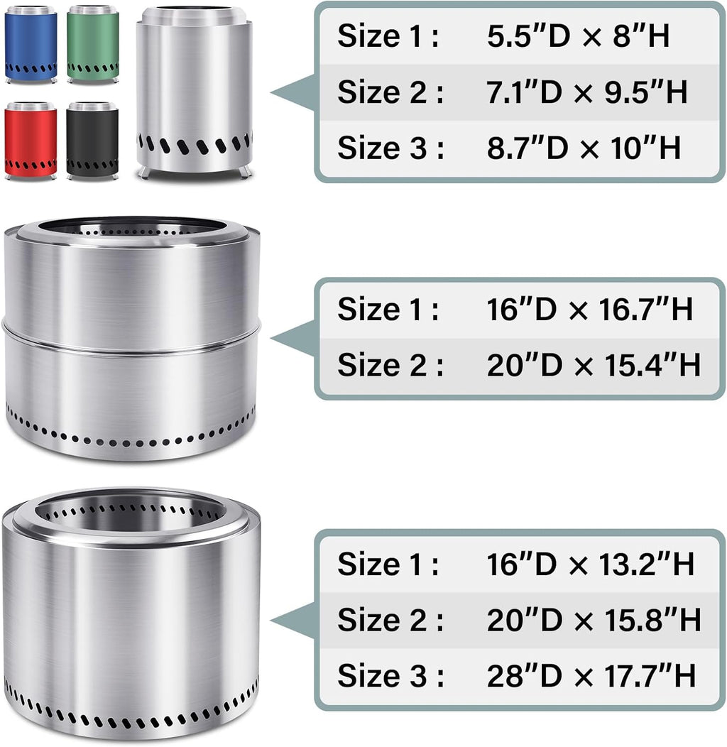 HGD 9.8 x 8.7 in Small Tabletop Fire Pit, Portable Mini Smokeless Table Top Firepit, Low Smoke Camping Stove for Outdoor & Patio, Fueled by Pellets or Wood, with Travel Bag, Stainless Steel, Silver