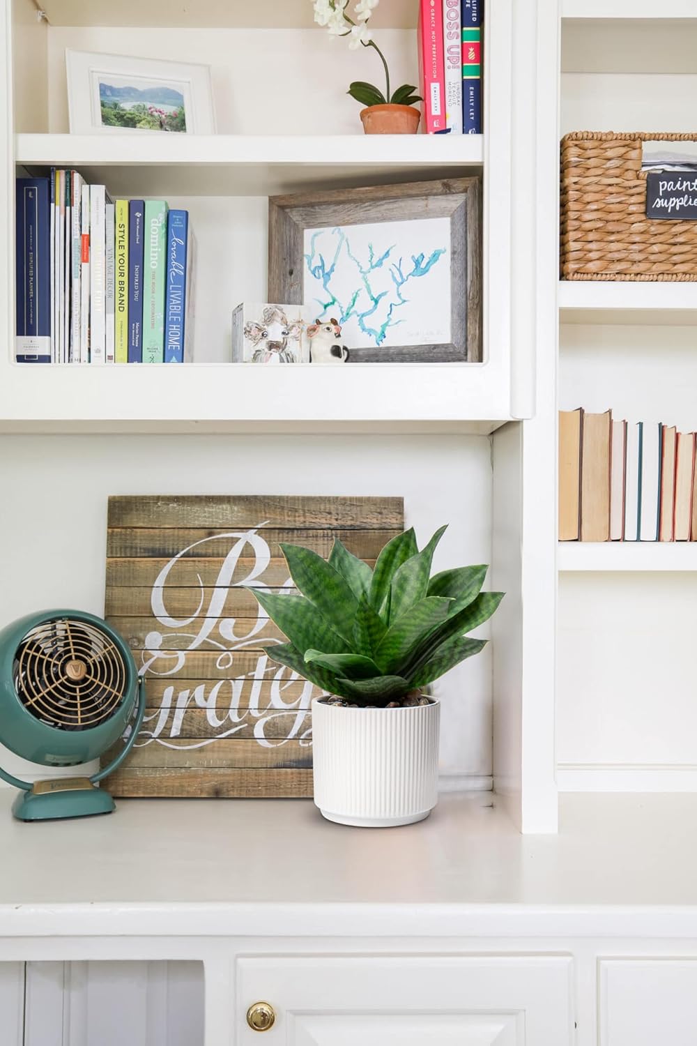 Artificial Agave Succulent Plants Faux Snake Plant Fake Succulent Agave Plant Potted in White Pot Succulent Aloe Plant for Desk Modern Office Living Room Table Shelf Home Indoor Outdoor Decor