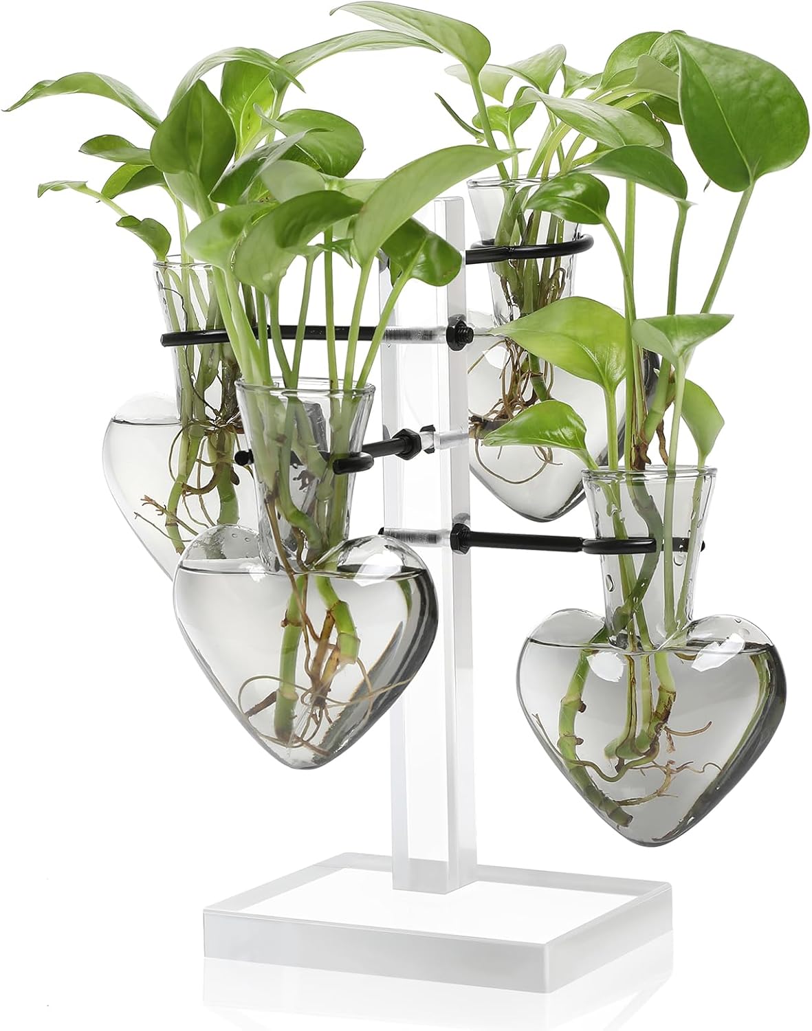 Clear Plants Propagation Stations Terrarium Kit Birthday Gift for Women for Indoor Home Office Decor Acrylic Plant Accessories - 4 Love Hear Vase