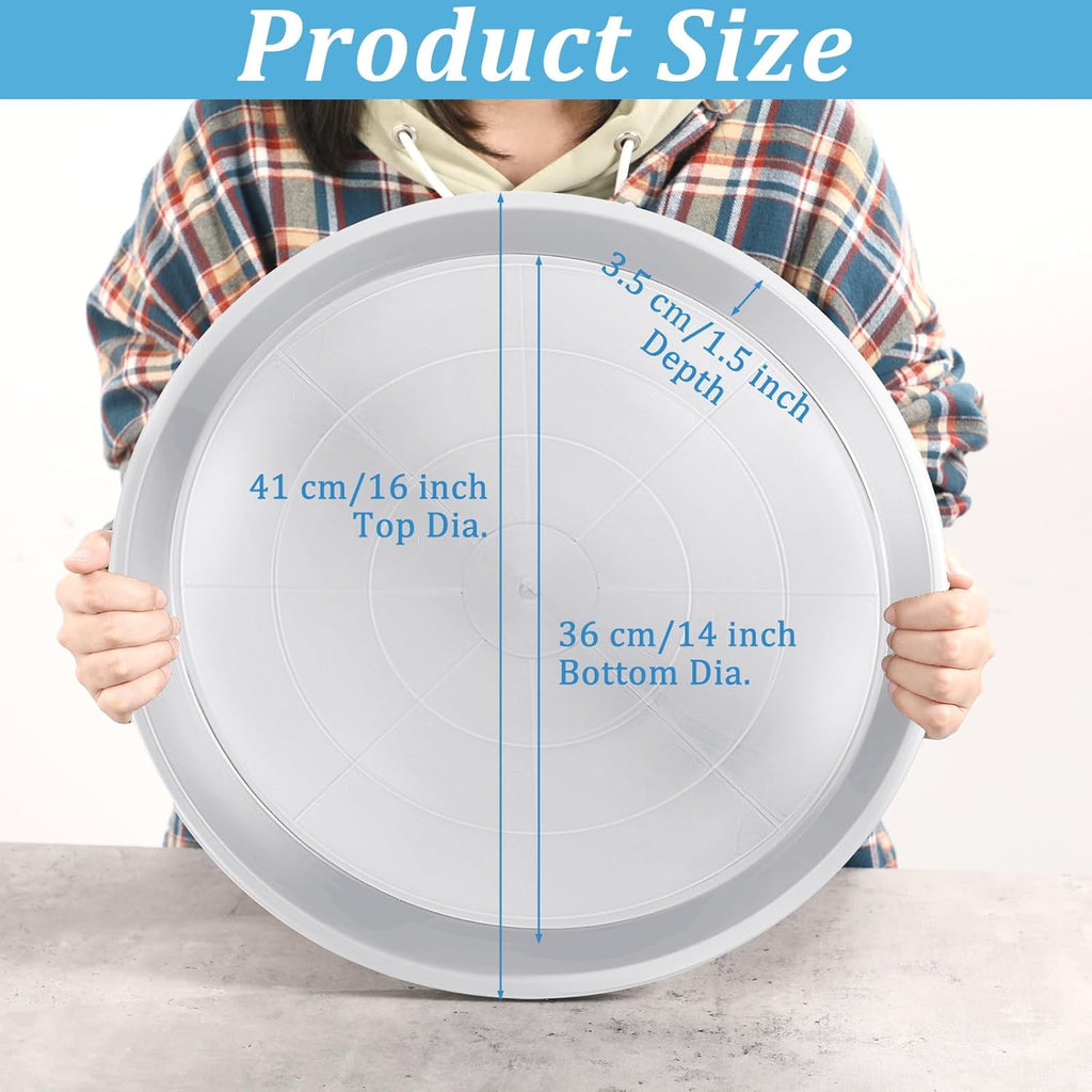 Eccliy 12 Pcs Plastic Plant Saucers Round Plant Tray Large Flower Pot Heavy Duty Planter Water Trays Thick Planter Drip Saucers for Indoors and Outdoors(16 Inch,White)