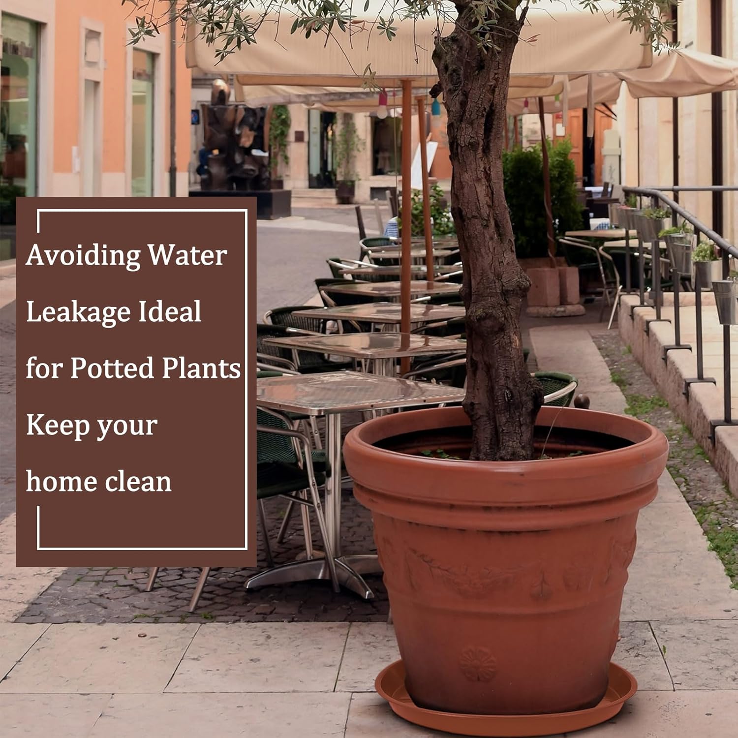 Eccliy 6 Pack Plastic Plant Saucer Heavy Duty Planter Saucers Large Plant Pot Saucers Plastic Water Trays for Indoors and Outdoors Flower Plant Plant Drip (Terracotta,16 Inch)