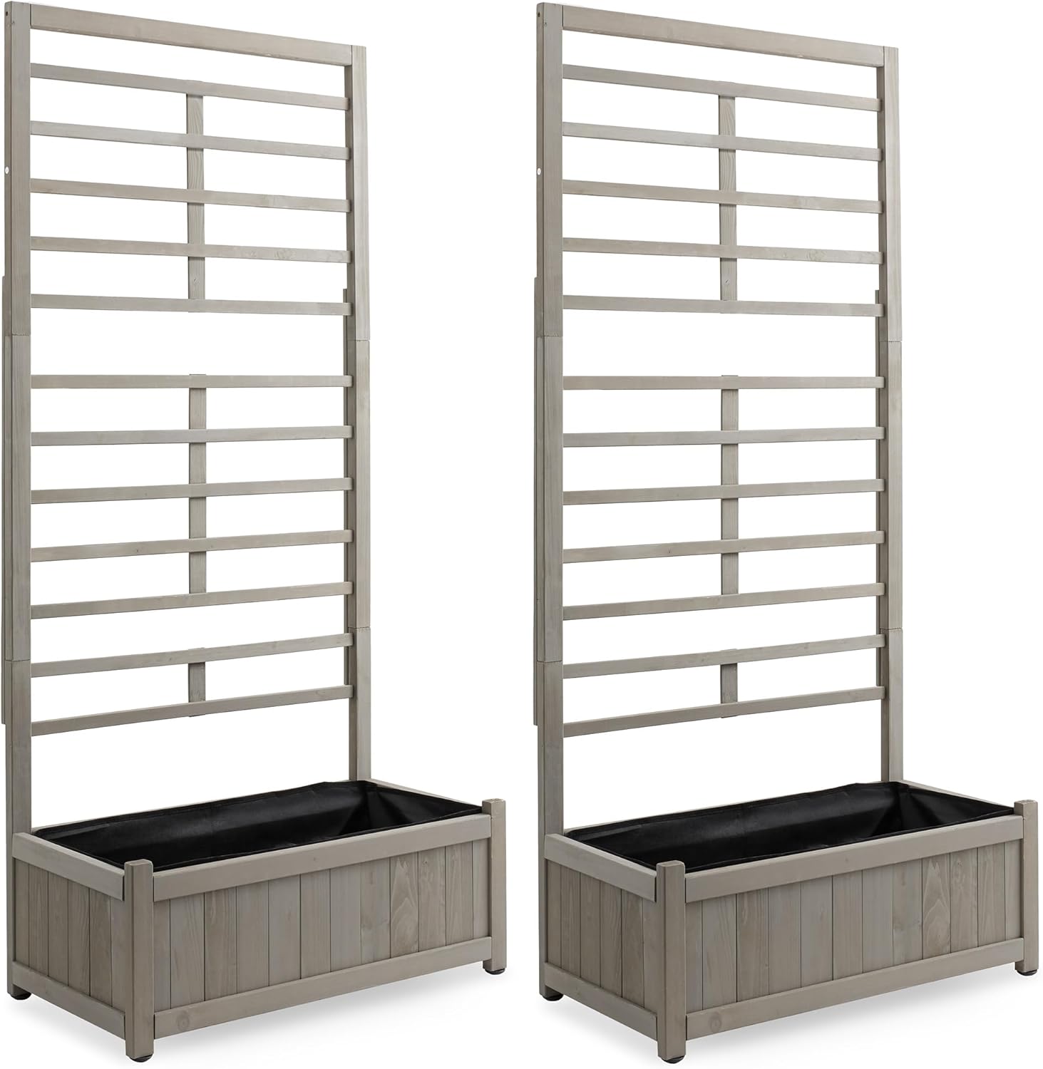Casafield Set of Two Wooden Climbing Planter Boxes - Raised Garden Beds with Trellis Plant Stand for Outdoor