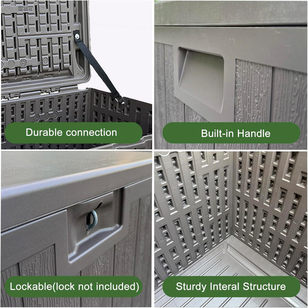 33 Gallon Small Outdoor Storage Box,Waterproof Resin Deck box for Patio Furniture,Garden Tools,Package Delivery,Lockable Patio Storage Box,Blow-Molded HDPE