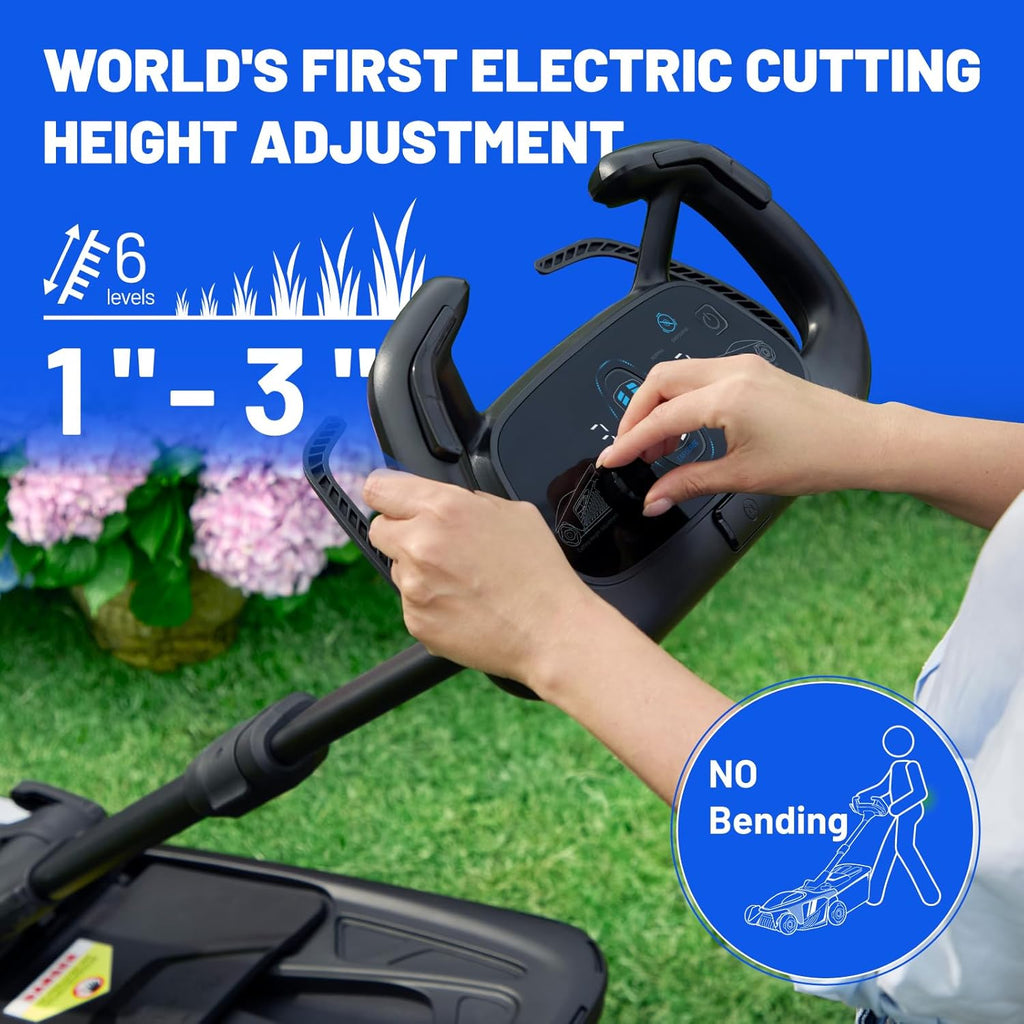 Electric Lawn Mower, Self-propelled Lawn Mower Cordless 40V(2x20V) 18.5" Brushless Mower with Electric Cutting Height Adjustment, Higher Rotation Speed, 2 x 4.0Ah Battery and Rapid Charge Included