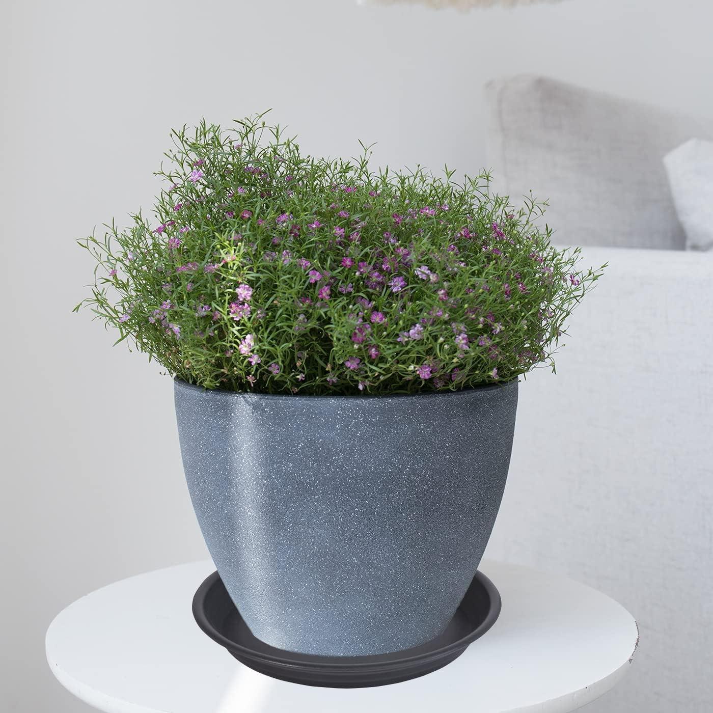 Plant Saucer Pot Tray 4 6 8 10 12 14 16 18 inch, 6 Packs Plastic Flower Planter Saucers and Drip Trays for Indoors Outdoors, Heavy Durable Plant Plate Water Catcher (6 inch, Black)