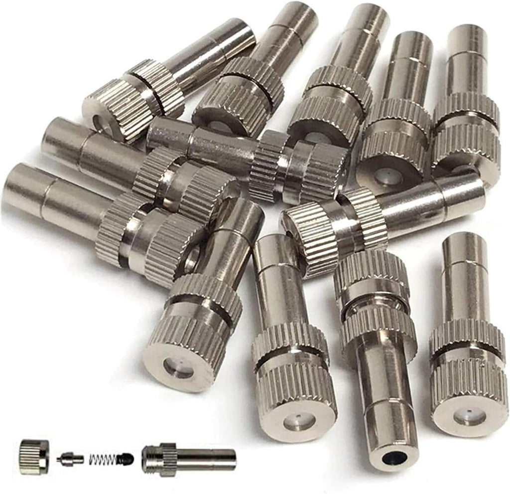 20pcs Brass Mister Nozzles, 6mm Misting Nozzles for Outdoor Cooling System, Landscaping, Air Humidification, Greenhouse Irrigation (without Filter, 0.016"/0.4mm Orifice)