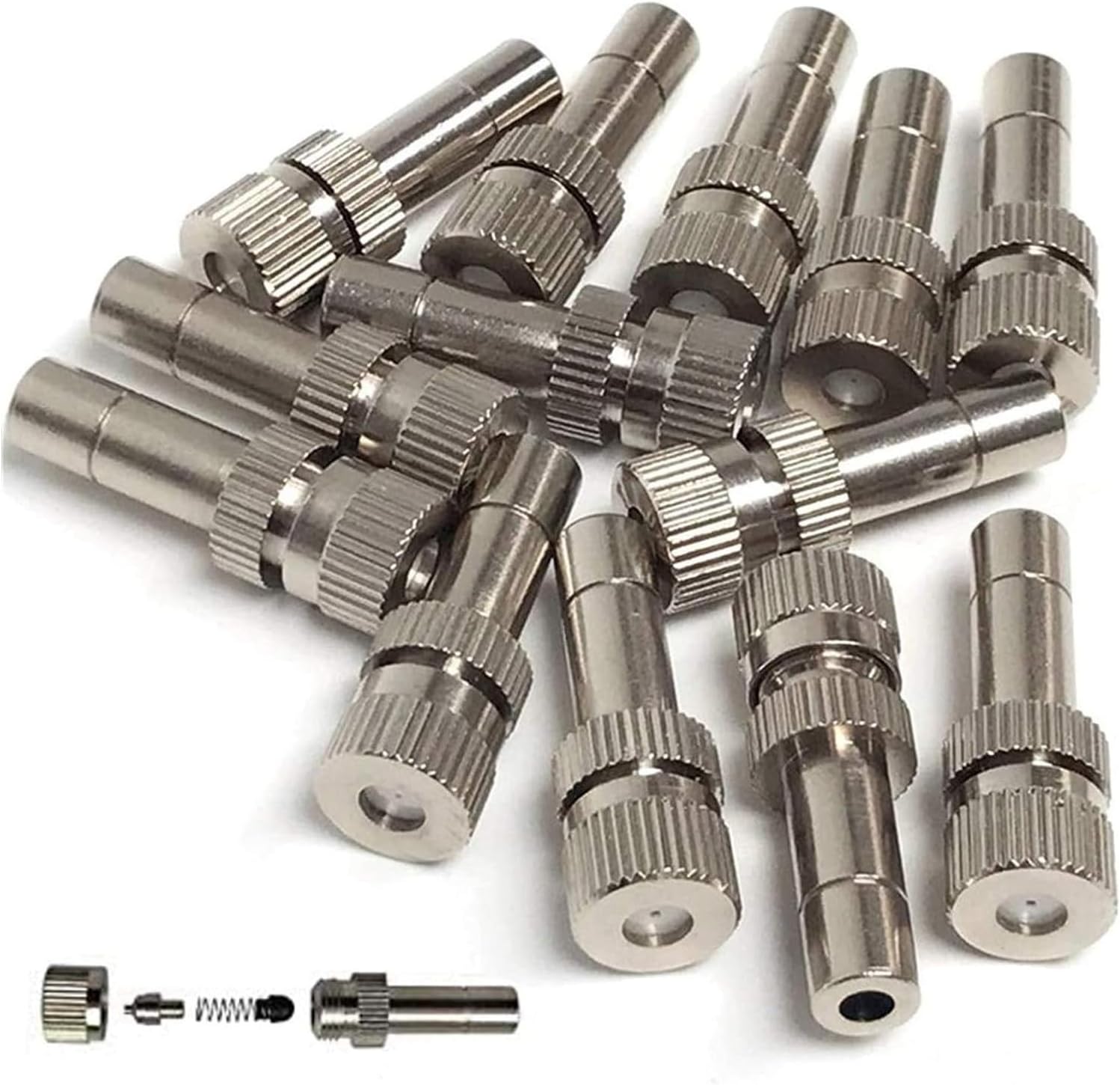 20pcs Brass Mister Nozzles, 6mm Misting Nozzles for Outdoor Cooling System, Landscaping, Air Humidification, Greenhouse Irrigation (without Filter, 0.039"/1mm Orifice)