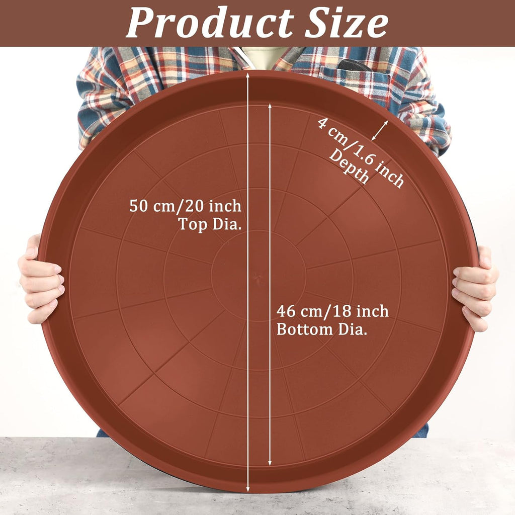 Eccliy 6 Pack Plastic Plant Saucer Heavy Duty Planter Saucers Large Plant Pot Saucers Plastic Water Trays for Indoors and Outdoors Flower Plant Plant Drip (Terracotta,20 Inch)