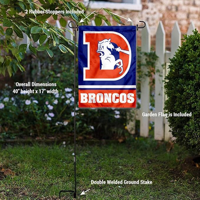 WinCraft Denver Broncos Throwback Garden Flag with Stand Holder