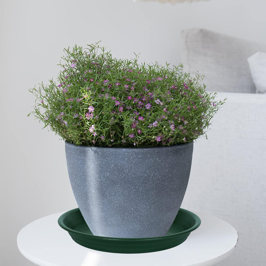 2 Pack Plant Saucer Drip Tray 9 10 inch, Plant Dishes Saucer Plastic Flower Planter Saucers and Drip Trays for Indoors Outdoors, Heavy Durable Plant Plate Water Catcher (10", Dark Green)