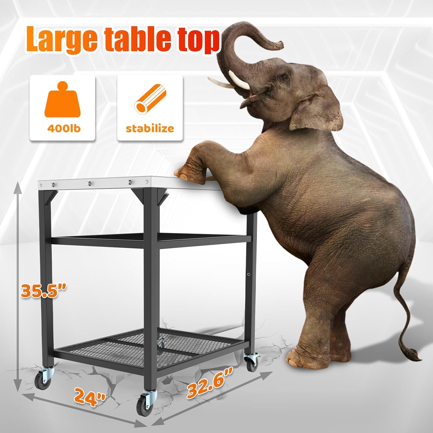 Pizza Oven Table for Ooni, Ninja, Woodfire, Blackstone, Bighorn, Cuisinart, Outdoor Grill Table for Ooni Pizza Oven Accessories, Movable Pizza Oven Stand as Food Prep Cart