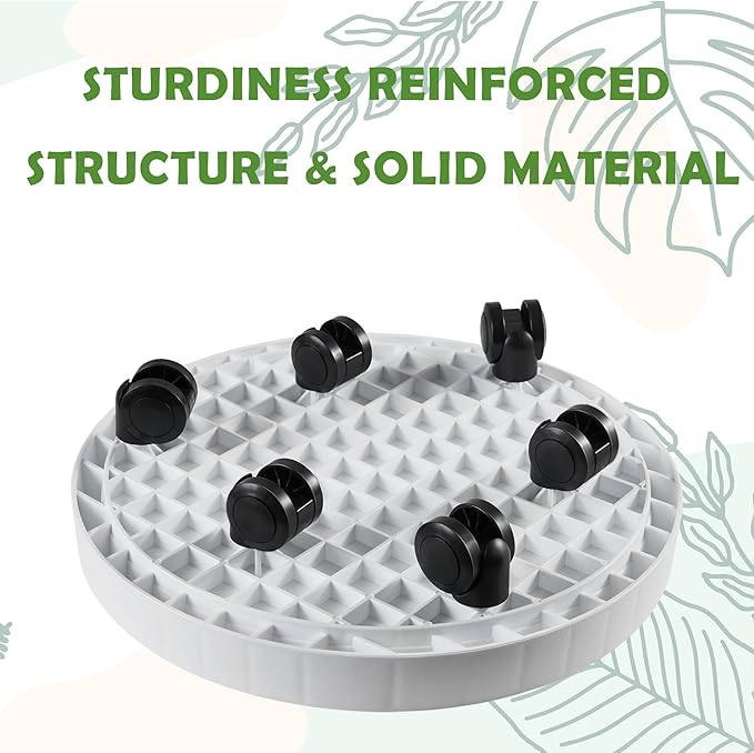 11 Inch Planter Caddies Rolling Saucer Caddy with Wheels, Heavy Duty Wheeled Stand for Potted Plant, Round Coaster Roller Base Tray with Casters, Flower Pot Dolly Holder for Indoor Outdoor