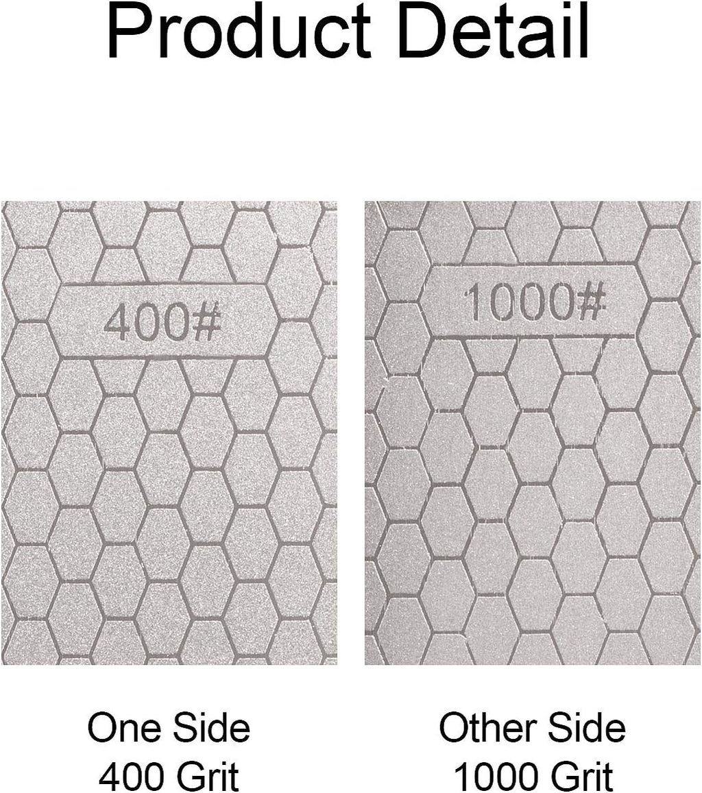 S SATC Diamond Sharpening Stone 2 Side Grit 400/1000 Diamond Plate Honing Stone 8-inch Hone Sharpener White