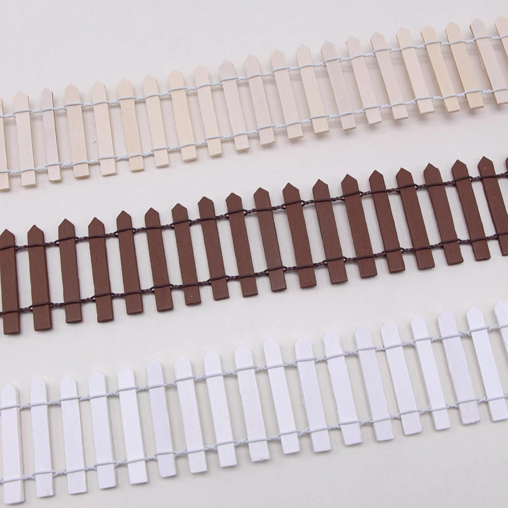 35 Inches Mini Fairy Garden Fence DIY Small Wood Decorative Picket Fence Micro Landscape Miniature Ornaments for Dollhouse, Crafts, Diorama Project, Plant Pot, White