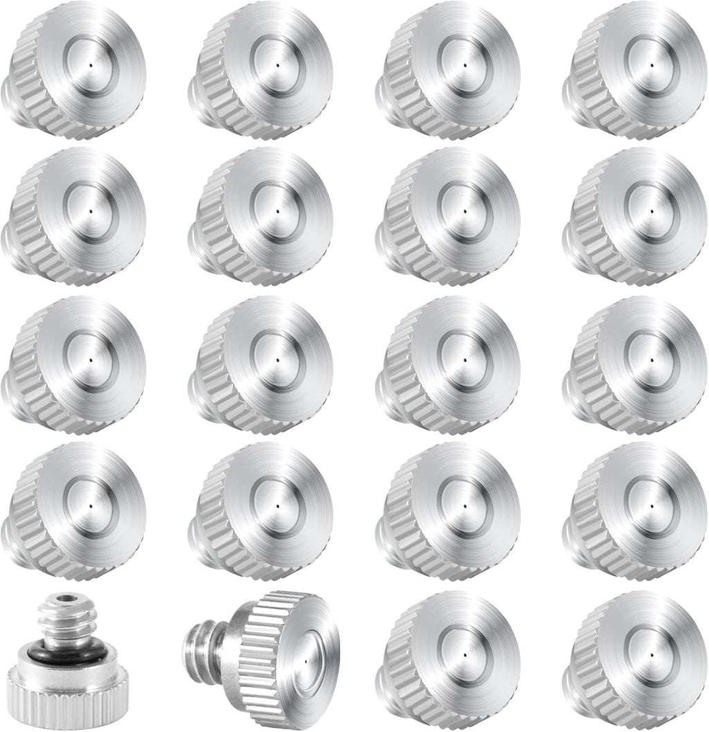 20 Pcs Brass Misting Nozzles for Outdoor Cooling System,0.012 Orifice (0.3 mm) 10/24 UNC Mister Nozzles Sprinklers for Greenhouse Patio Misting System