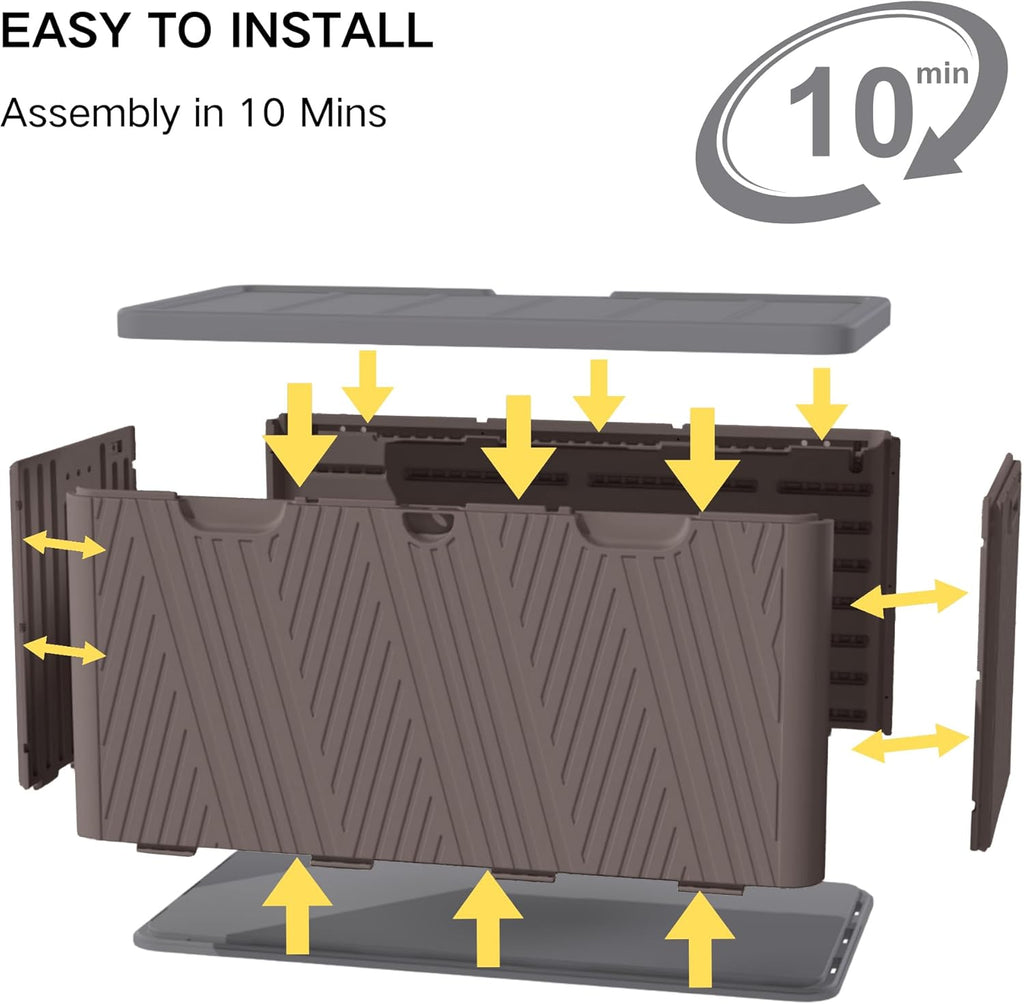 Kingdura 110 Gallon Outdoor Storage Box, Waterproof Resin Deck Box for Indoor and Outdoor Use, Lockable Storage Container for Patio Furniture Cushions Garden Tools (Coffee, 110 Gallon)