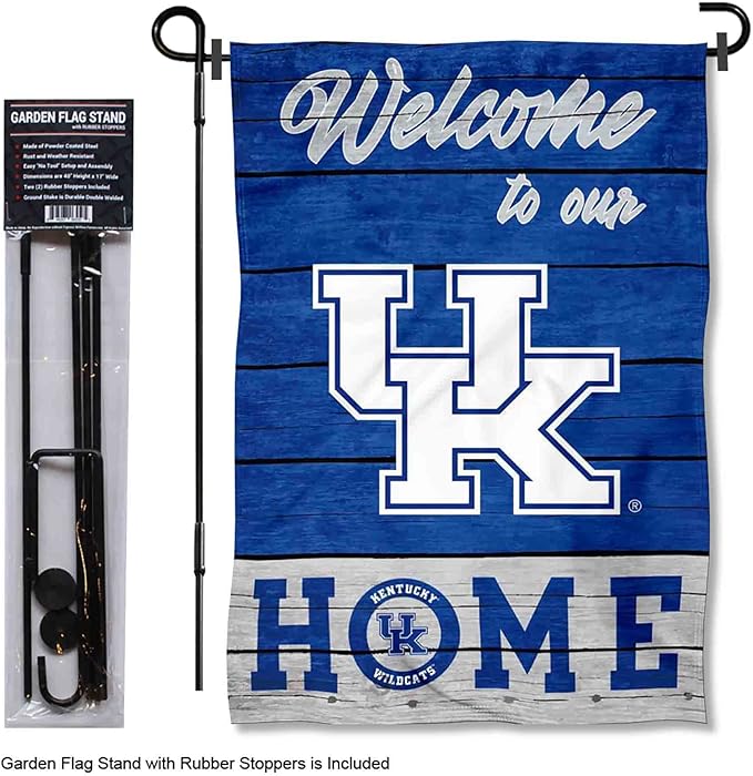 College Flags & Banners Co. Kentucky Wildcats Welcome to Our Home Garden Flag with Stand Holder