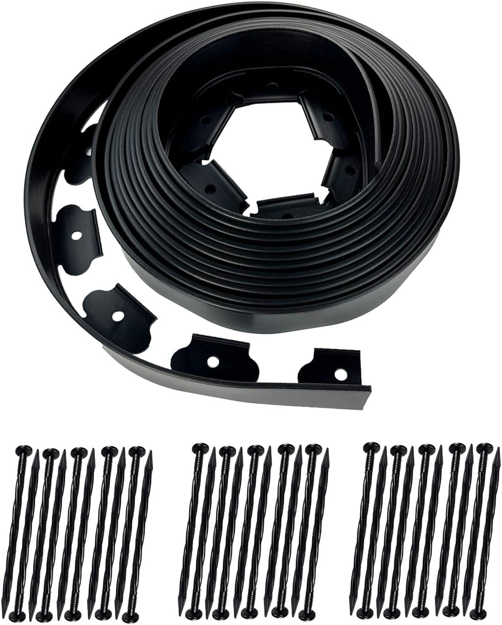 Hugeleaf Landscape Edging 2 Inch Tall, 30 Feet Garden Edging Border with 30pcs Stakes, Plastic Edging for Landscaping,Lawn,Flower Beds, Paver Edging (Black)