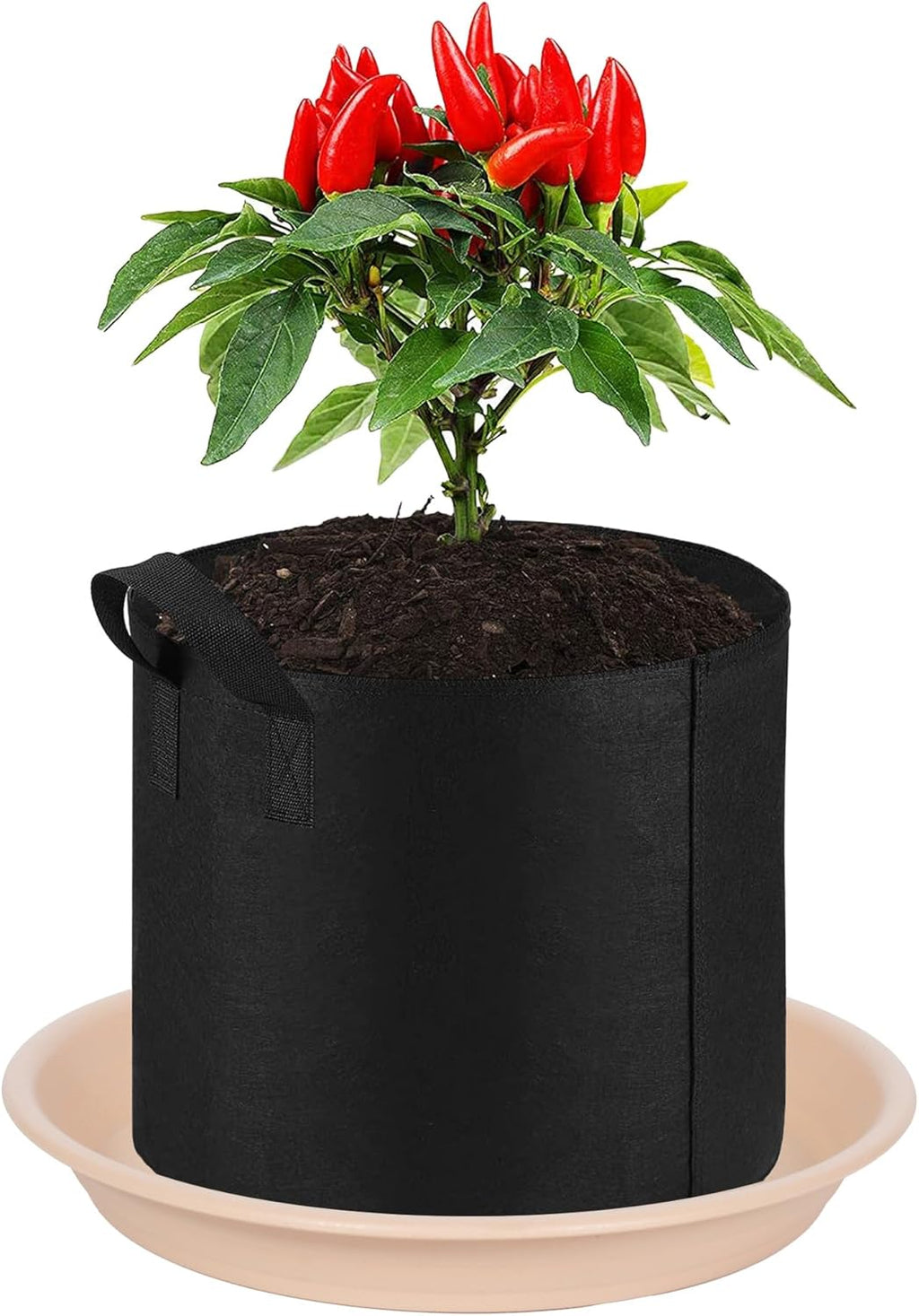 Plant Saucer Pot Tray 10 inch, 2 Packs Plastic Flower Planter Saucers and Drip Trays for Indoors Outdoors, Heavy Durable Plant Plate Water Catcher (Beige)