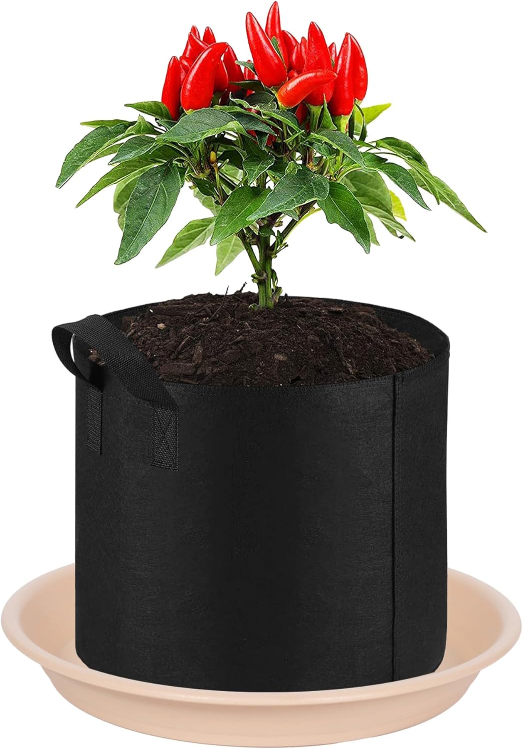 Plant Saucer Pot Tray 10 inch, 2 Packs Plastic Flower Planter Saucers and Drip Trays for Indoors Outdoors, Heavy Durable Plant Plate Water Catcher (Beige)