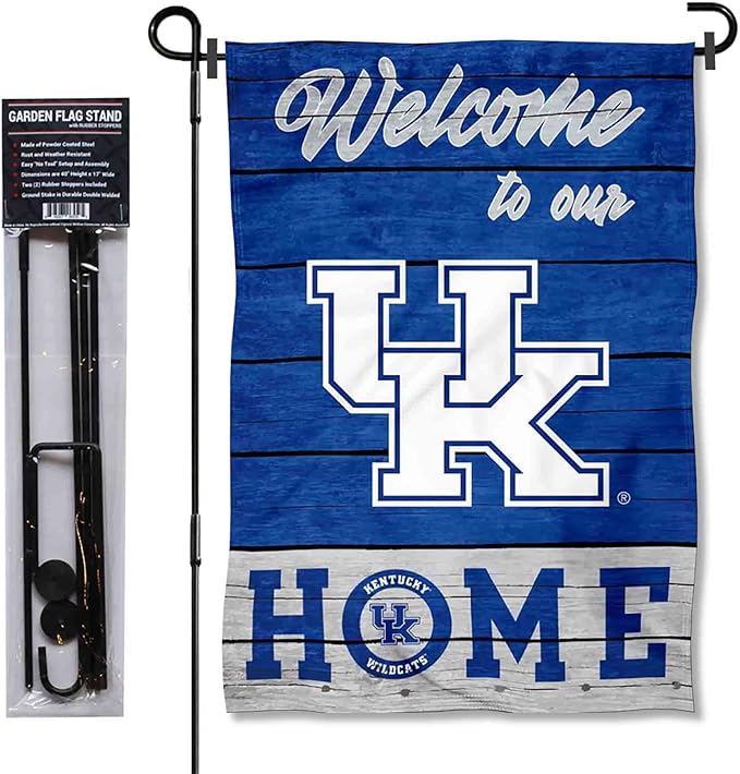 College Flags & Banners Co. Kentucky Wildcats Welcome to Our Home Garden Flag with Stand Holder