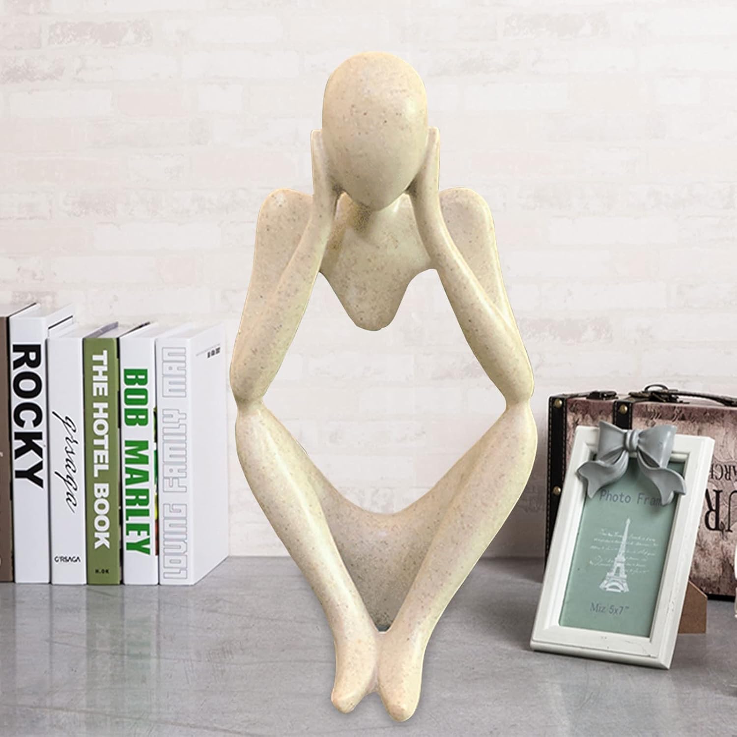 Thinker Statues and Sculptures, Sandstone Resin Thinker Statue Ornaments, Abstract Style Sculptures, Housewarming Gifts, Housewarming Decorations, Living Room Dining Desk Decorations(Middle, Small)