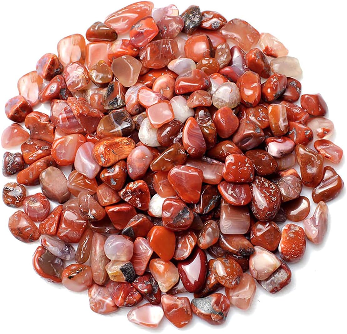 WAYBER Decorative Stones, 1 Lb/460g (Fill 0.9 Cup) Natural Red Agate Pebbles Irregular Crystal Rock Gravel for Aquarium Turtle Tank Decoration/Succulent Plant Landscape/Flowerpot Vase Ornament