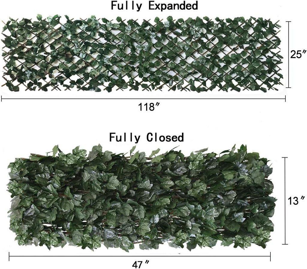 Expandable Fence Privacy Screen for Balcony Patio Outdoor,Decorative Faux Ivy Fencing Panel,Artificial Hedges (Single Sided Leaves)……