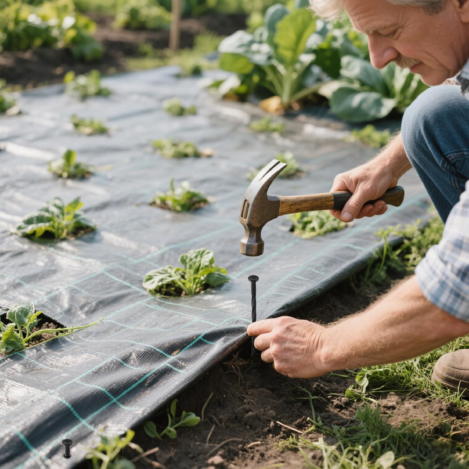 200Pcs 8-Inch Plastic Landscape Edging Spikes, Spiral Anchoring Nails for Weed Barrier, Paver Edging, Landscape Edging, Artificial Turf, Grass Pathways, and More