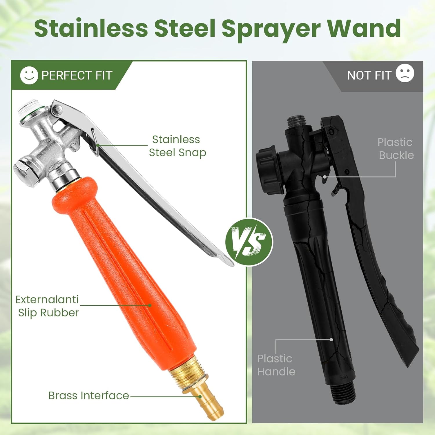 29" All Metal Replacement Sprayer Wand, Suitable for 1/2" Hose Quick Connector, 1/4" & 3/8" & 1/2" Brass Barb Spray Wand, Built-in Shut Valve Stainless Steel Spray Wand