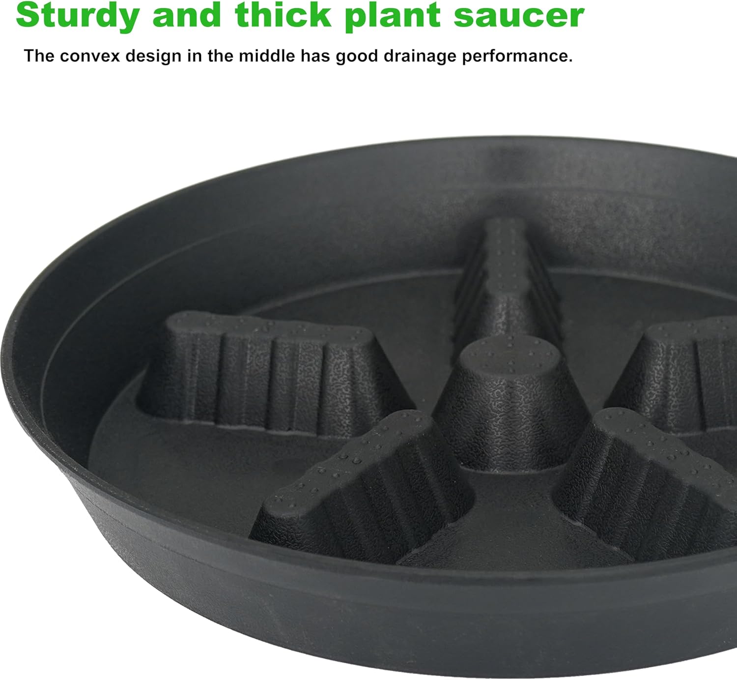 4 Pack Plant Saucer 14 inch, Plastic Plant Saucers for Indoors, Raised Middle Plant Trays for Pots, Water Tray for Plants, Plant Stand Water Catcher Tray, Pot Saucers for Plants