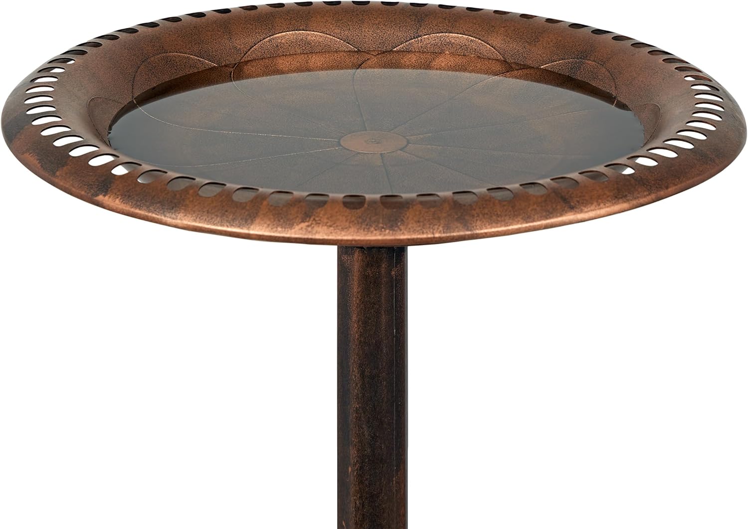 Alpine Corporation TEC116BZ Outdoor Pedestal Birdbath w/Scrollwork Base and Stakes, Elegant Garden Birdbath, 28" H, Bronze