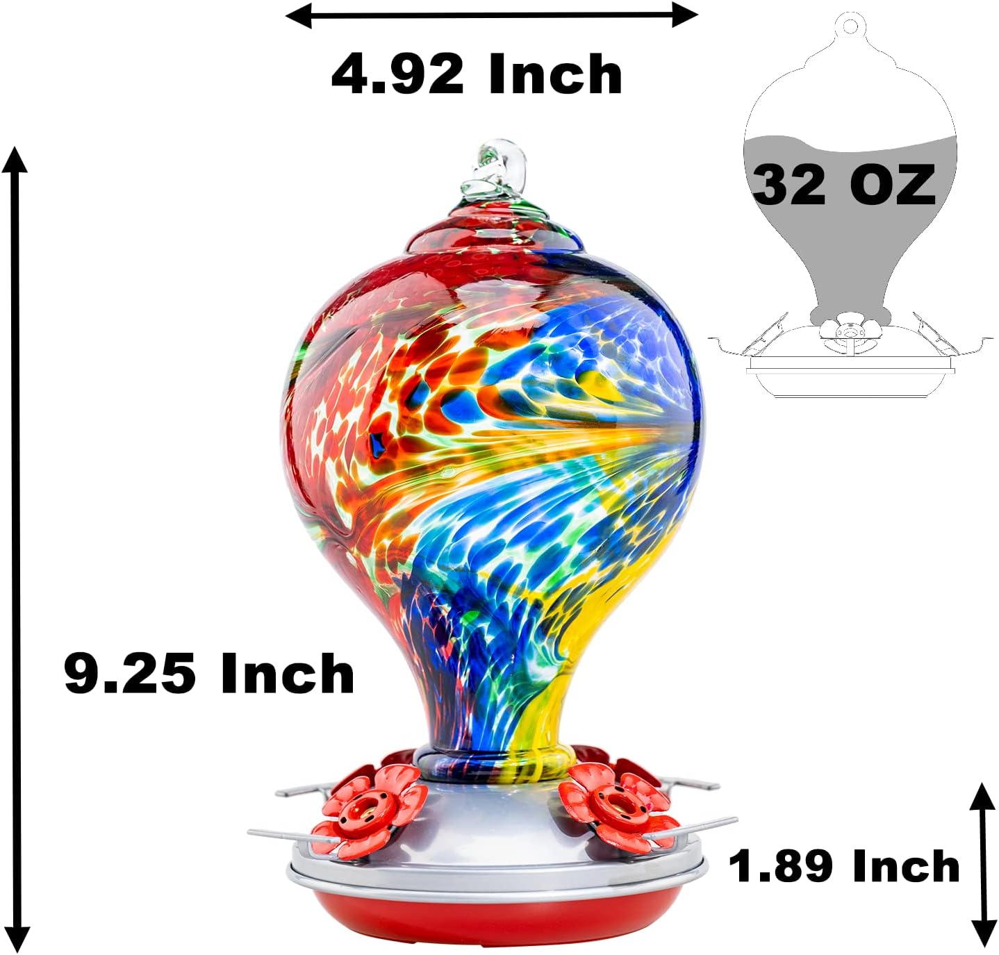 Muse Garden 32OZ Humming Bird Feeder Ant Moat,Gifts for Bird Lover,Gardening Backyard Decor Hummingbird Nectar Capacity,Nebula