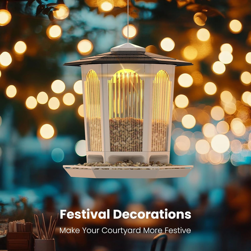 Solar Bird Feeders for Outdoors Hanging - Attract Wild Birds & Cardinals, Elegant Minimalist Design, Garden Décor, Unique Gift