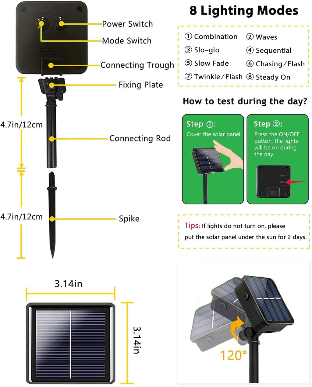 2 Pack 200 LED Solar Christmas Lights Outdoor Waterproof, Solar String Lights for Outside, Solar Outdoor String Light with 8 Lighting Modes for Xmas Tree Wedding Party Yard Decorations (Red and White)