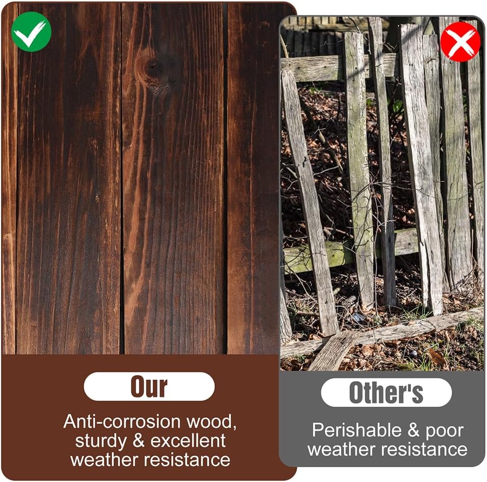 4 Pack Garden Wooden Fence Anti-Corrosive Outdoor Landscape Edging Flexible Decorative Border for Garden Yard Flower Tree Fence - 7.9'' H x 47'' L