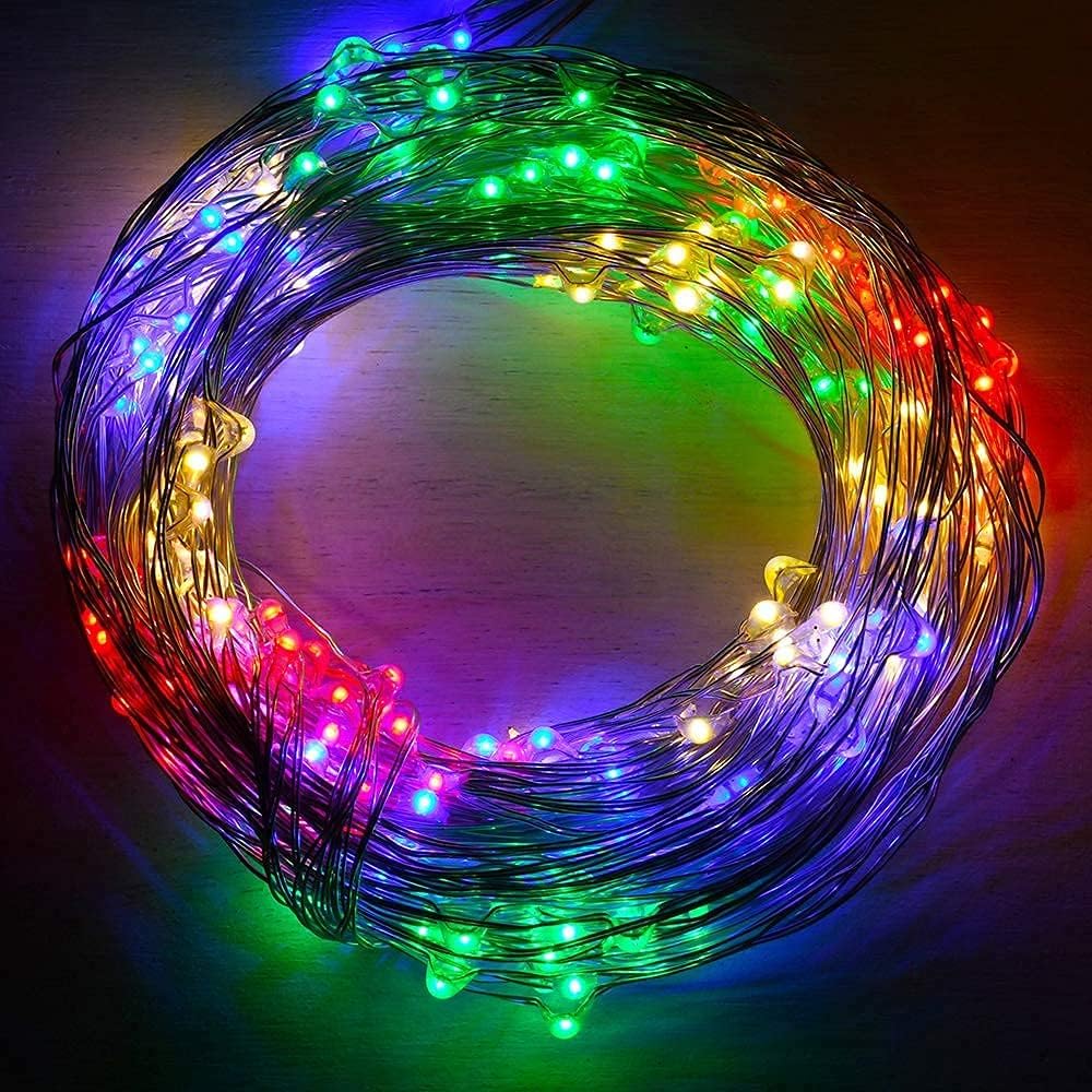 2 Pack Solar Powered Fairy String Lights Outdoor Waterproof 8 Modes Twinkle Christmas Decorations Lights, Each 33ft-100LED, 40ft-120LED, 66ft-200LED, 80ft-240LED, (Multicolor, 33)