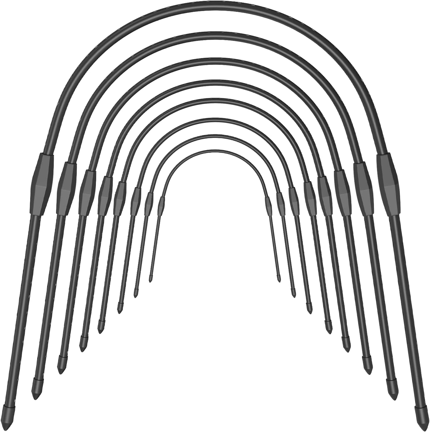 FOTMISHU 8pcs Garden Hoops for Raised Beds, 23.6" x 25.6“ Greenhouse Hoops for Cover Garden Netting, Rust-Free Garden Tunnel, Reuseable Gardening Supplies for Plants (8pcs M- 23.6" x 25.6“)