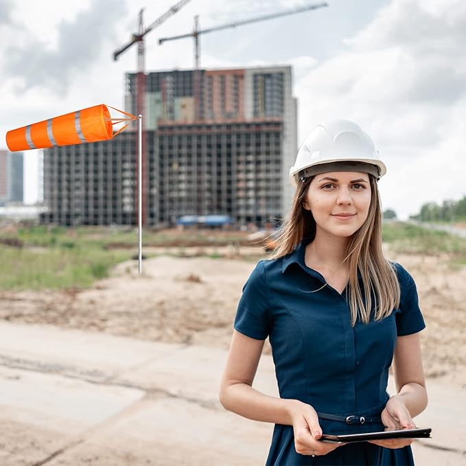 10 Pcs Airport Windsocks 40 Inch Outdoor Hanging Heavy Duty Wind Direction Measurement Wind Sock Windsocks with Reflective Belt for Outdoors Airport Farm Park (Orange)