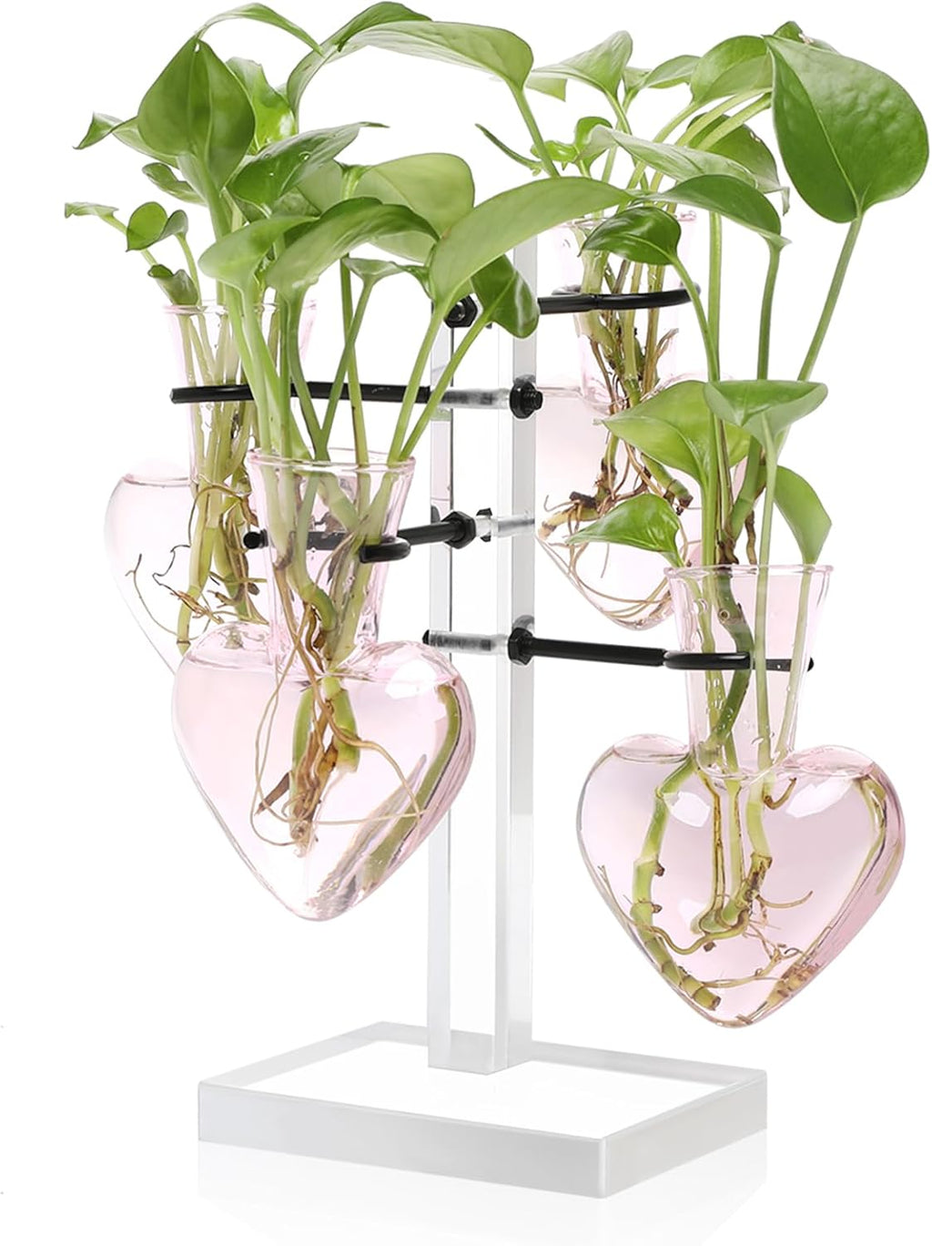 Clear Plants Propagation Stations Terrarium Kit Birthday Gift for Women for Indoor Home Office Decor Acrylic Plant Accessories - 4 Love Hear Vase