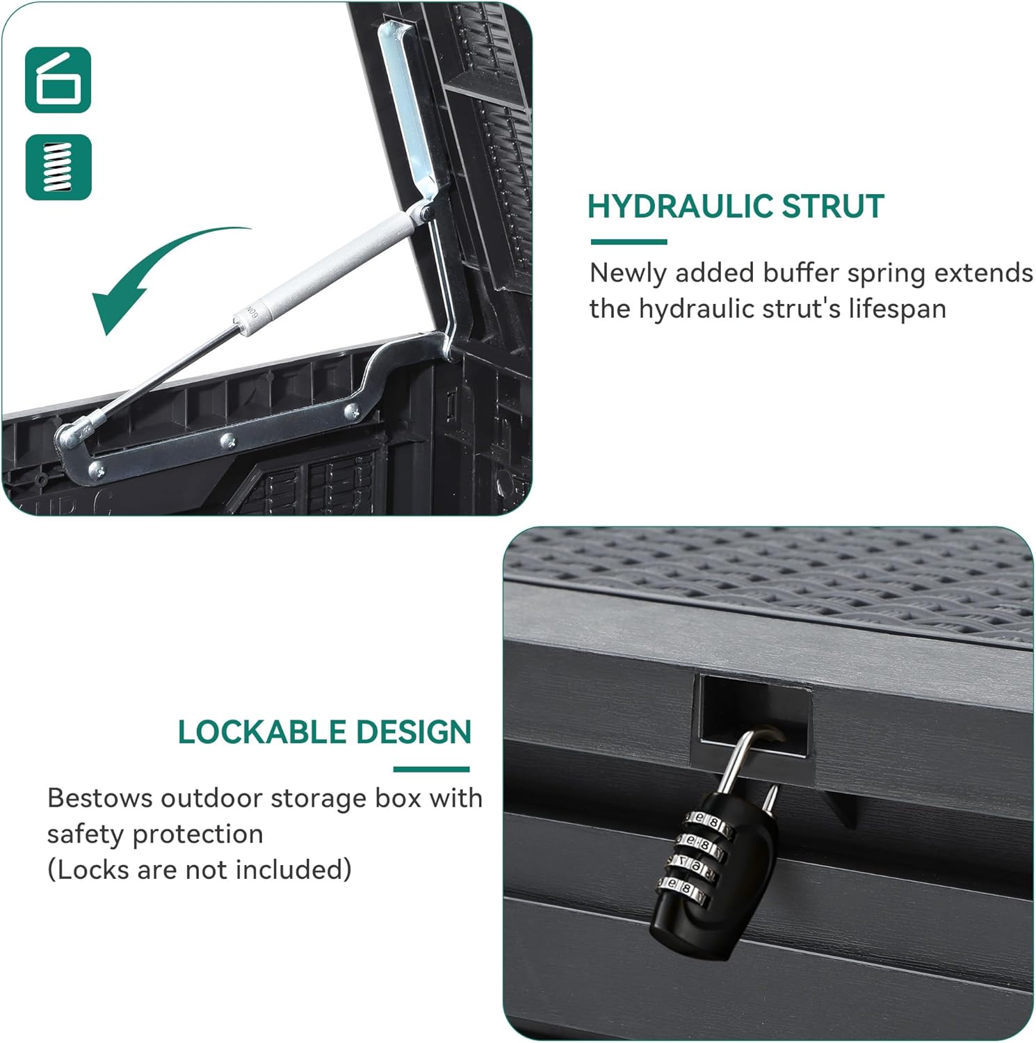 YITAHOME 100 Gallon Outdoor Storage Box, Large Water Resistant Resin Deck Box, Indoor Outdoor Lockable Storage Container for Patio, Garden, Cushions, Tools, Equipment (Dark Gray)