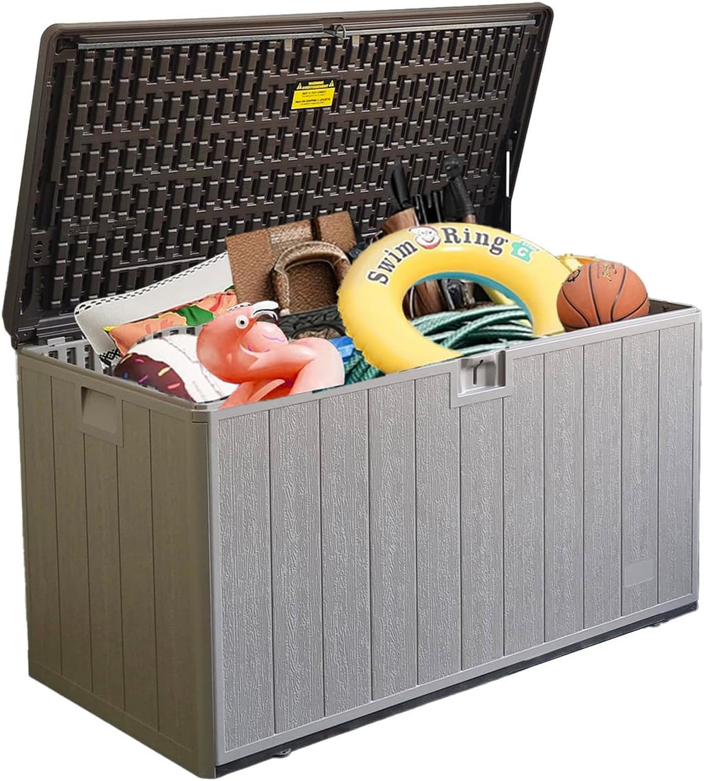 110 Gallon Large Resin Outdoor Storage Box,Waterproof Deck box for Patio Furniture,Garden Tools,Lockable Patio Storage Box,Blow-Molded HDPE