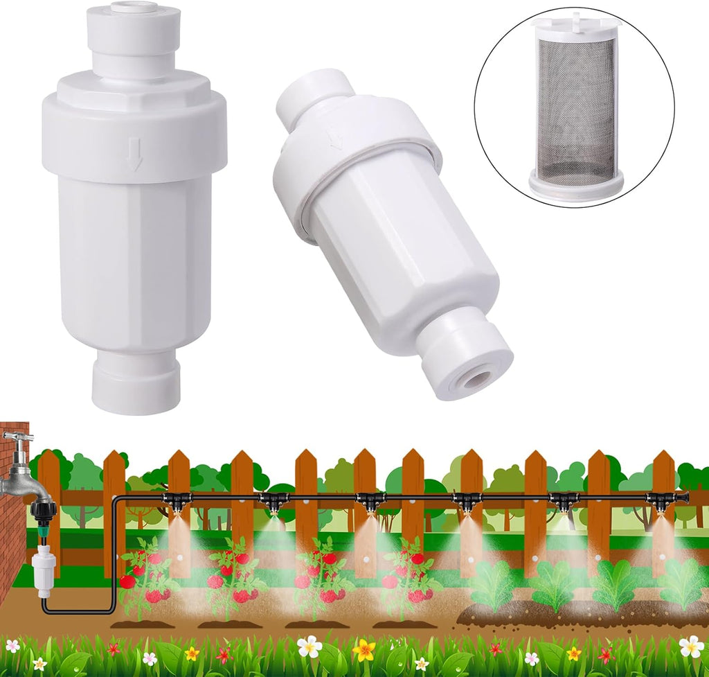 2pc Misting System Filter 100 Mesh Calcium Inhibitor Filter for 1/4 Tubing Quick Connect for Outdoor Cooling System Patio Outdoor Misting System, Prevent Blockage