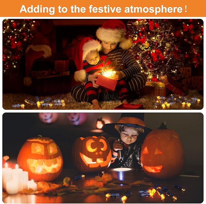 SumDirect Pack of 100 LED Mini Non-Blinking Lights for Paper Lanterns Balloons Floral Wedding Halloween Christmas Party Decoration Centerpieces (100, Orange Yellow)