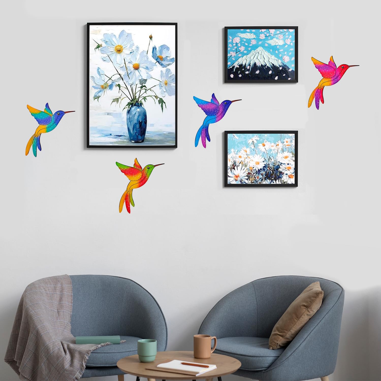 Metal Hummingbird Wall Decor,Outdoor Fence Birds Art Decoration,Hanging Decorations for Garden,Yard,Patio Balcony,Great Gifts for Family Friends(4 Pack)