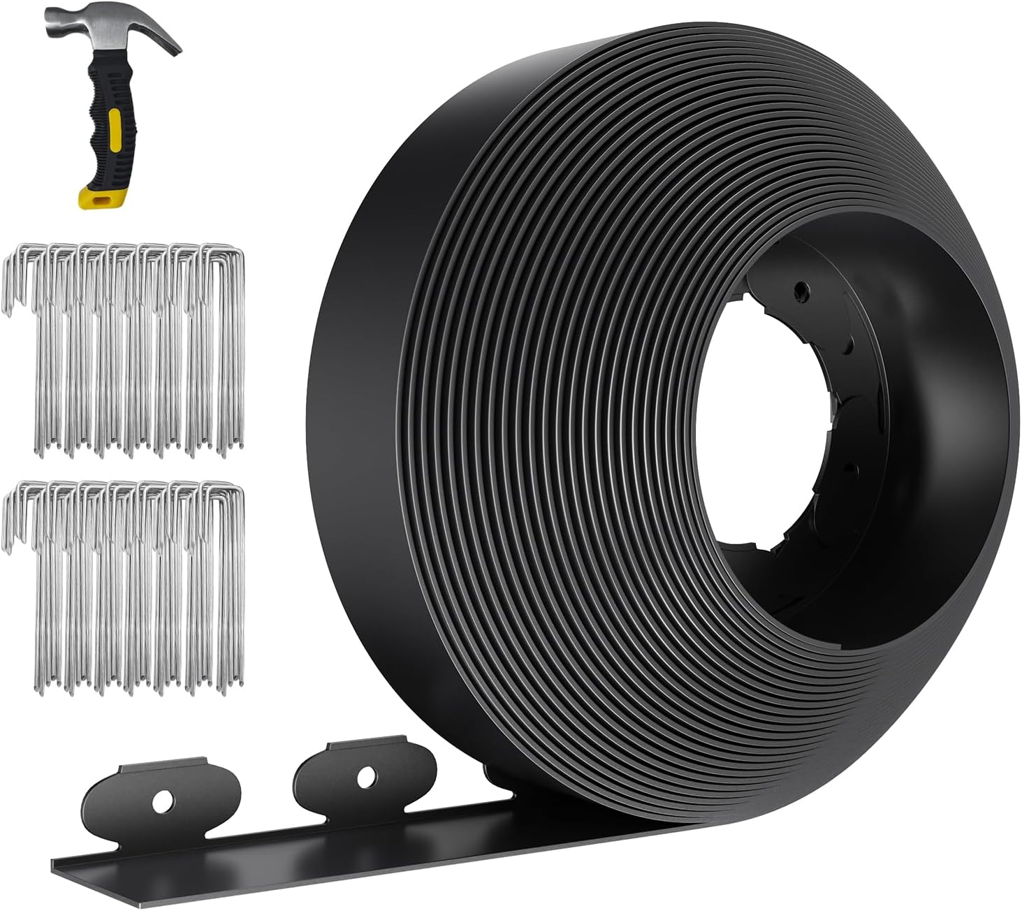 66FT Landscape Edging 4 in Tall with 70 Spikes, Garden Edging Border and 1 Hammer, Plastic Landscape Edging Border Lawn Edging for Landscaping, Flower Beds, Yard